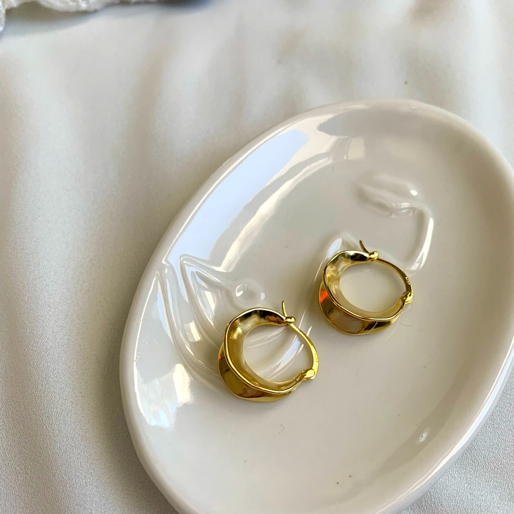 Gold Flared Mini Hoops
